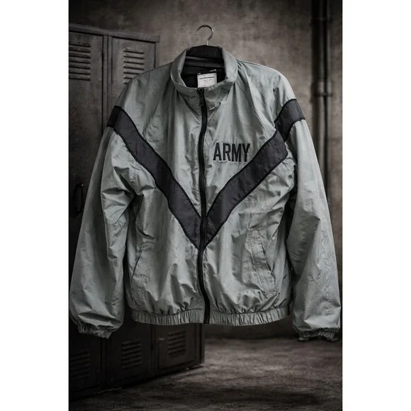 VTG 00s US Army PT Jacket Men’s Medium UNICOR Gray Black Full Zip Streetwear - Picture 1 of 8